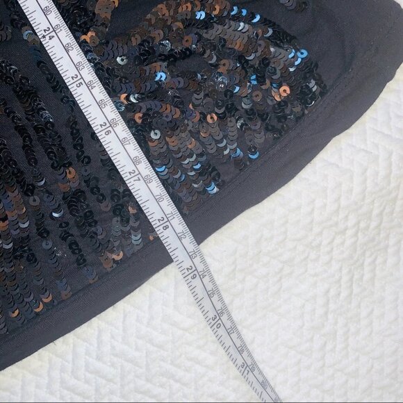 𝅺french Connection Black T-shirt Tunic Short Sleeve /Sequins Size XS - Picture 7 of 8